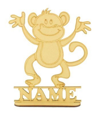 Laser Cut Personalised Cheeky Monkey Shape on a Stand